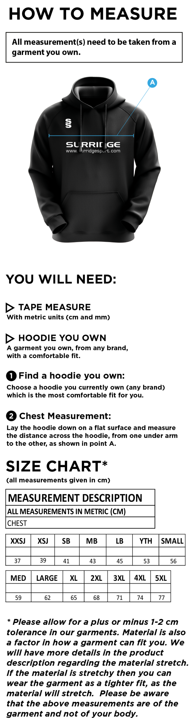 Youth's Fuse Hoody : Black / White - Size Guide