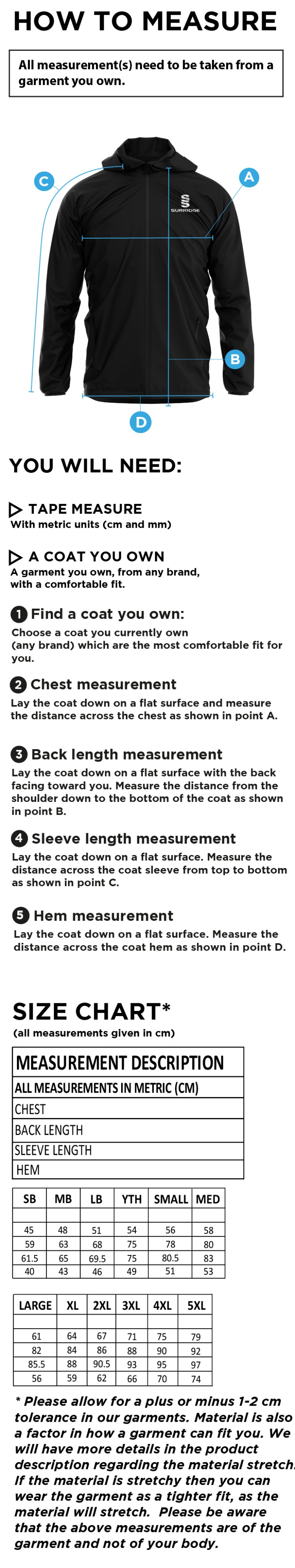 Youth's Dual Full Zip Training Jacket : Royal - Size Guide