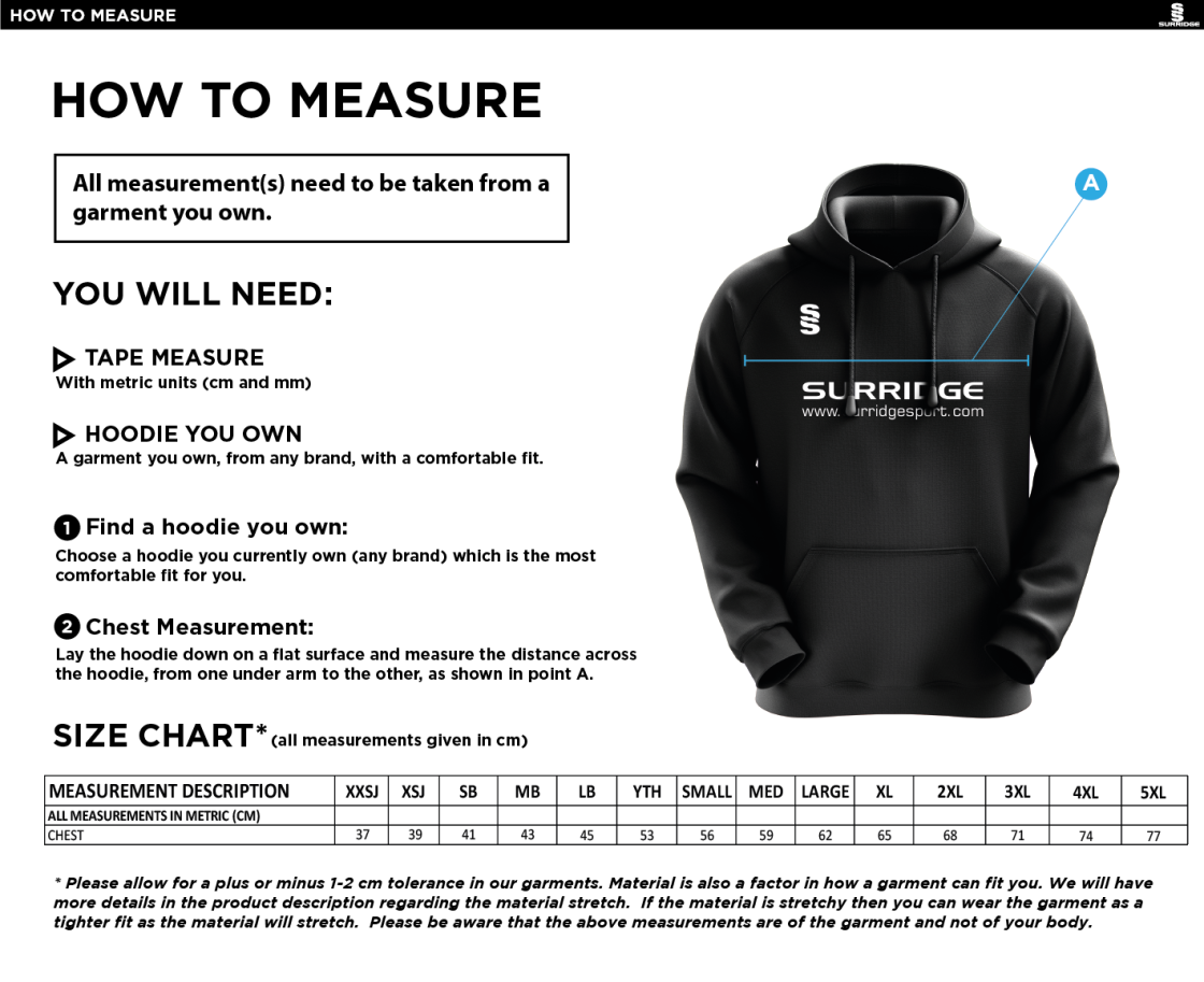 Youth's Fuse Hoody : Black / White - Size Guide