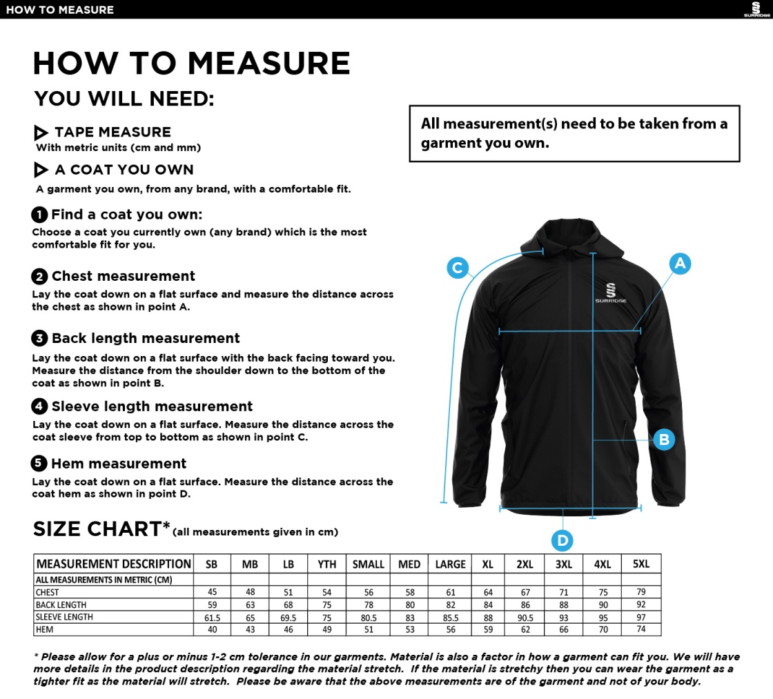 Youth's Dual Full Zip Training Jacket : Royal - Size Guide